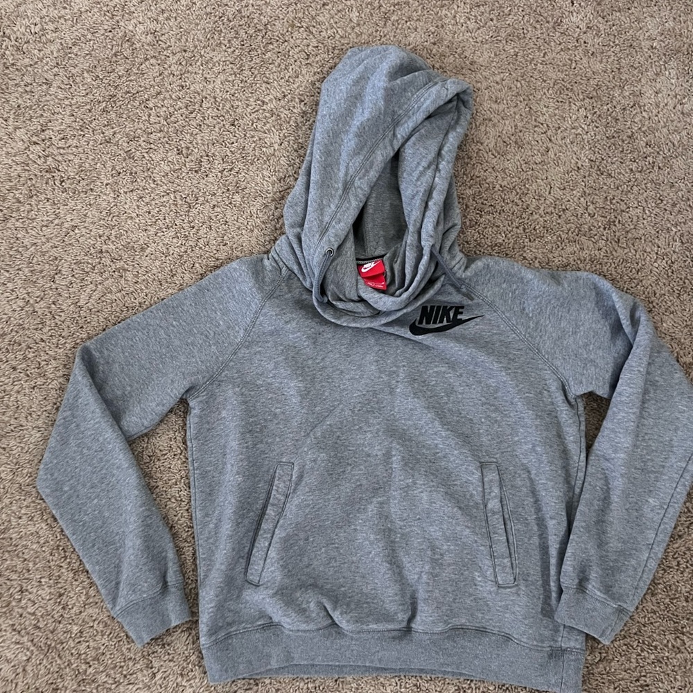 Nike Women's Gray Hoodie with Black Logo